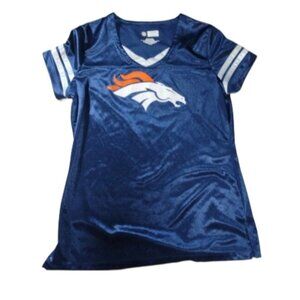 Broncos Jersey Navy Blue Vintage Early 2000’s Y2K NFL Football Stripped Fitted S